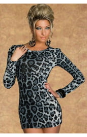 Мини-платье снежный леопард