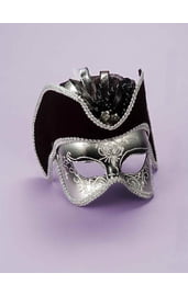 Серебряная венецианская маска на глаза