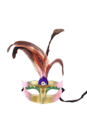 Розовая маска с перьями