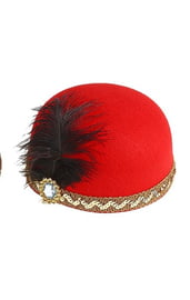 Шляпка с пером красная