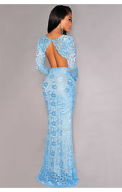 Голубое кружевное платье