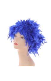 Синий перьевой парик