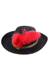 Черная шляпа с красным пером