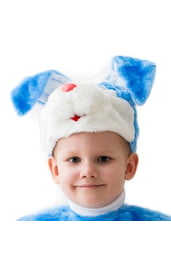 Голубая шапочка-маска кролик