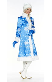 Синий костюм Снегурочки со снежинками