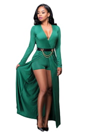 Зеленое платье-комбинезон