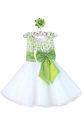 Бело-зеленое платье