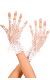 Белые кружевные перчатки без пальцев