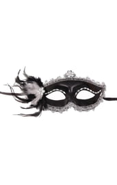 Карнавальная маска черная с перьями