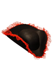 Шляпа Треуголка с красным кружевом