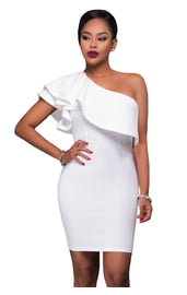 Белое ассиметричное платье