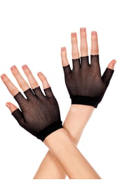 Черные короткие перчатки из сетки