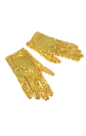 Желтые блестящие перчатки