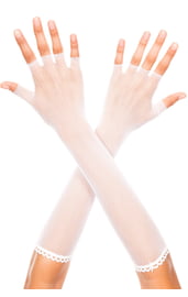 Белые длинные перчатки в сетку