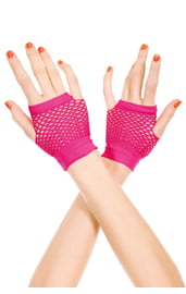 Короткие розовые перчатки в сетку
