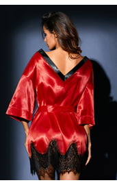 Красный сатиновый халат