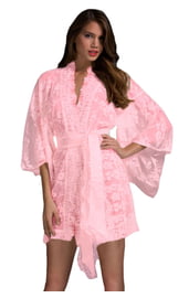 Розовый ажурный халат