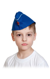 Детская синяя пилотка с кантиком
