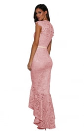 Кружевное вечернее розовое платье
