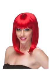 Красный парик с челкой