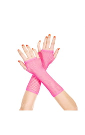 Удлиненные розовые сетчатые перчатки