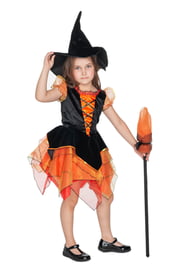 Детская оранжевая метла ведьмочки