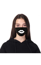 Черная защитная маска с принтом губ