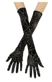 Черные перчатки с серебряной паутиной