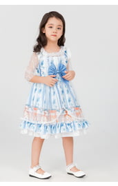 Платье для девочек с голубым бантом