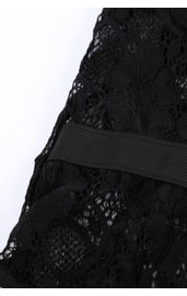 Черное кружевное тедди с цветочным узором