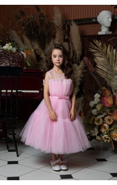 Детское пышное платье принцессы розовое