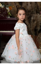 Детское пышное платье с персиковыми цветами