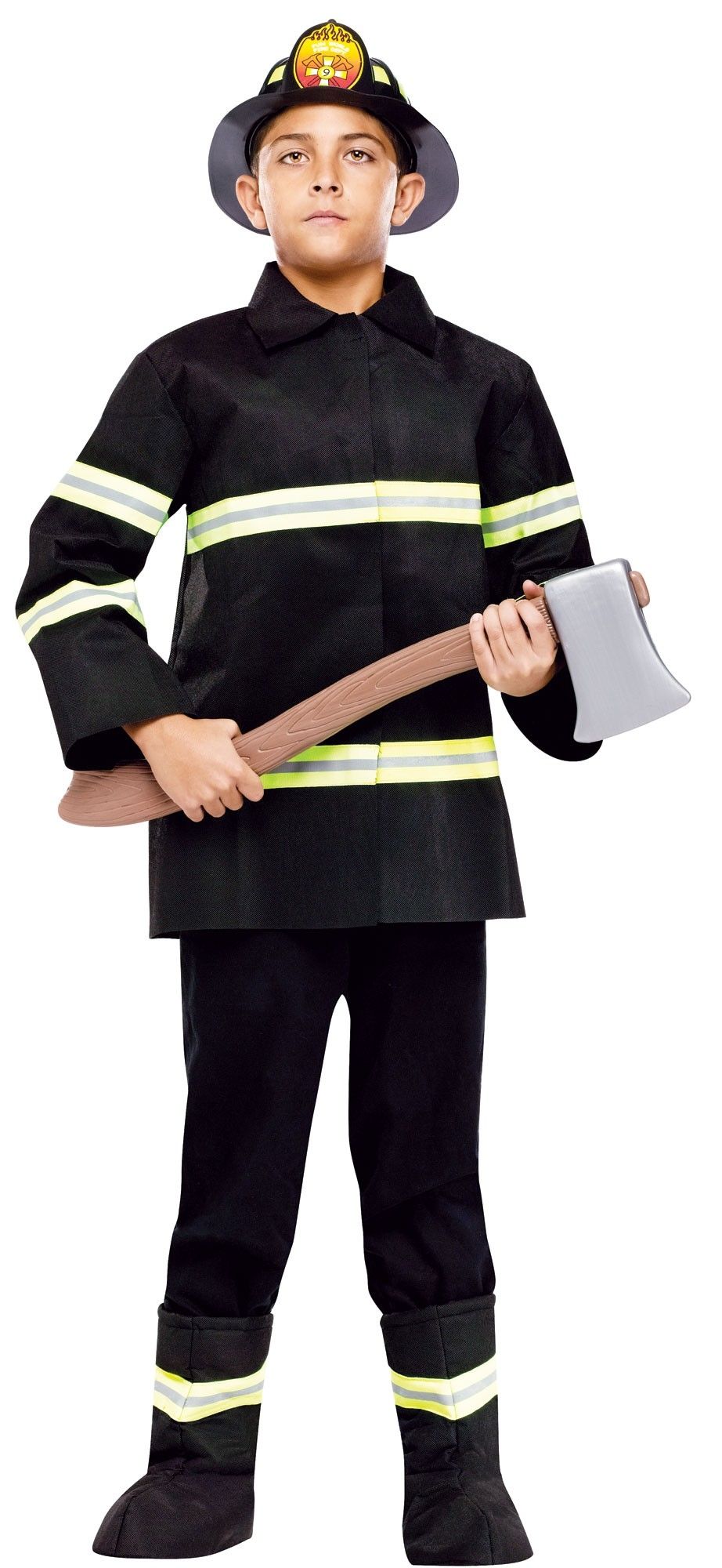 Детский костюм начальника пожарного включает в себя удлиненную черную курто...