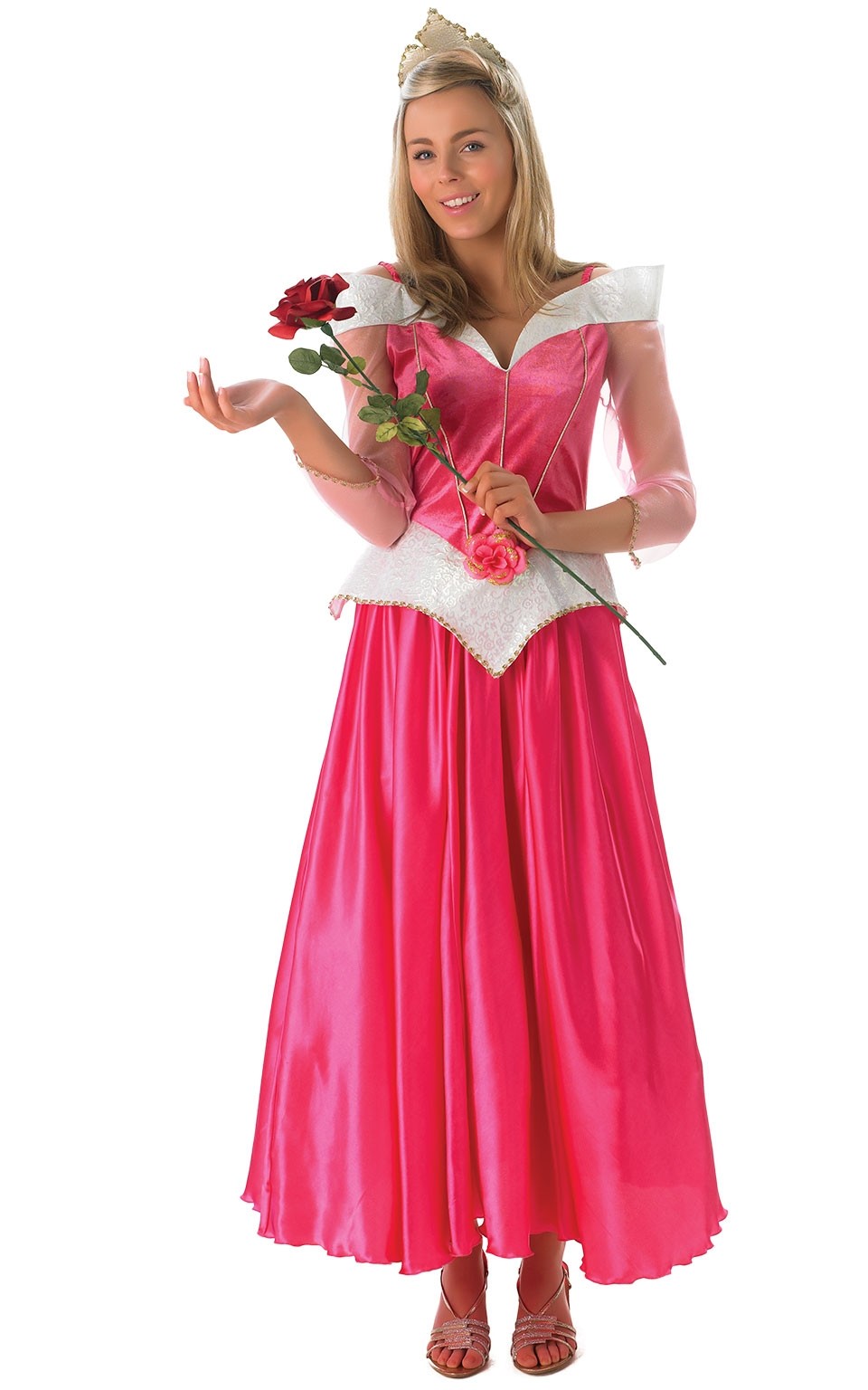 Костюм принцессы Диснея включает в себя длинное розовое платье из блестящег...