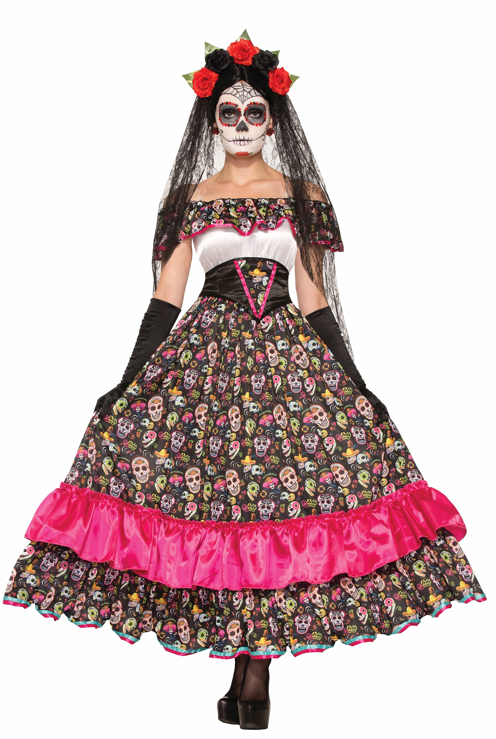 Костюм куклы взрослый. Мексиканские костюмы Катрина. Карнавальные платья для женщин. Карнавальный костюм для женщины. Мексиканский костюм женский.
