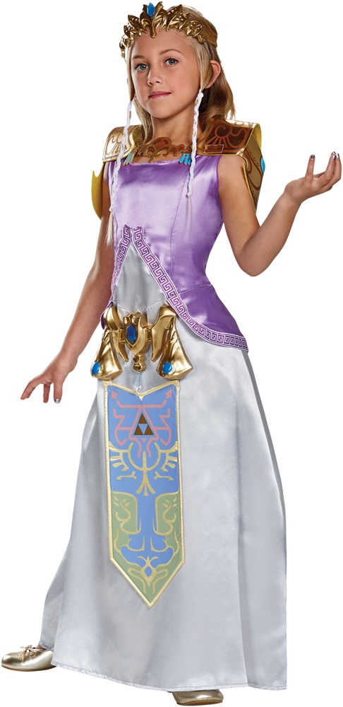 Детский костюм принцессы Зельды состоит из платья, тиары, доспехов на плечи...
