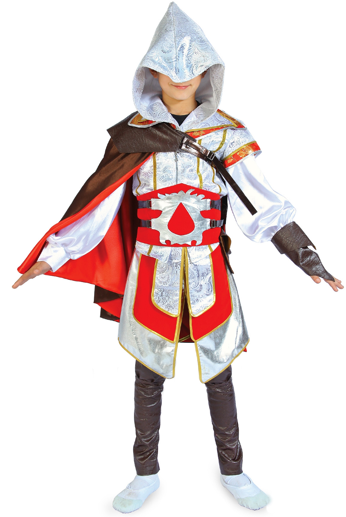 Детский костюм Ассасина состоит из туники с капюшоном, килта, пояса, наклад...